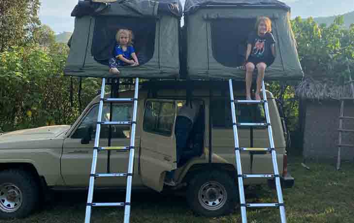 Land Cruiser with Family Rooftop Tent